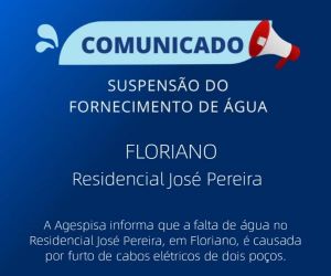 Furto de cabos elétricos provoca suspensão no fornecimento de água no Residencial José Pereira
