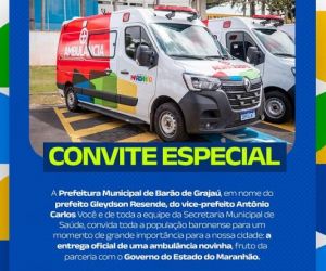Prefeitura de Barão de Grajaú entrega nova ambulância ao Hospital Municipal neste sábado (10)