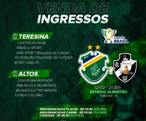 Altos x Vasco: clube abre venda de ingressos para Copa do Brasil; veja preços e postos