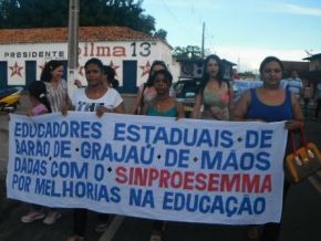Manifestação marca início da greve dos profissionais da educação de Barão de Grajaú