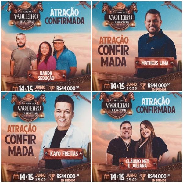 IX Festa do Vaqueiro terá Banda Sedução, Matheus Lima, Kayo Freitas e Cláudio Ney & Juliana