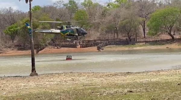 Helicóptero da PM é usado para intensificar combate a incêndios florestais no norte do Piauí