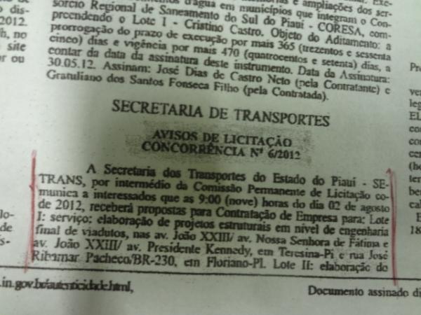 SETRANS - Aviso de Licitação Concorrência n° 6/2012