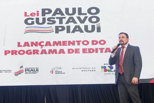 Deputado F&aacute;bio Novo no lan&ccedil;amento do programa de editais da Lei Paulo Gustavo(Imagem:Gabriel Paulino)