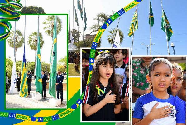 Abertura da Semana da P&aacute;tria re&uacute;ne autoridades, escolas e entidades em ato c&iacute;vico em Floriano(Imagem:Secom)