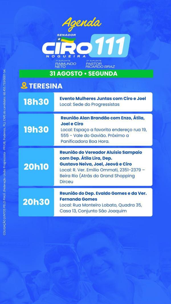 AGENDA - CIRO NOGUEIRA - 31/08(Imagem:Ascom)
