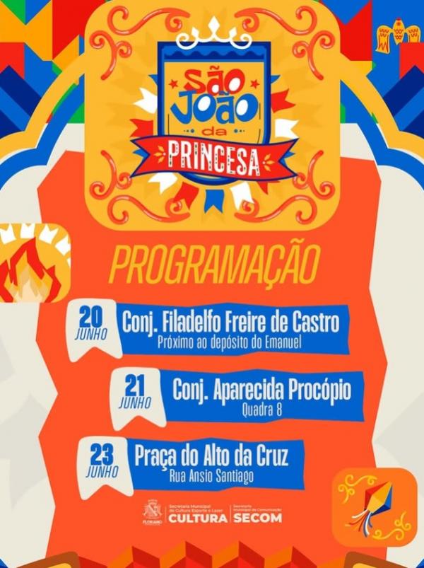Prefeitura de Floriano divulga programação do São João da Princesa 2026
