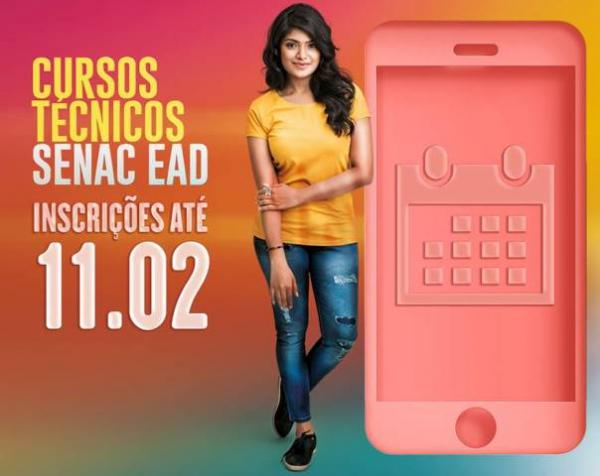 Inscrições para cursos técnicos à distância do Senac se encerram nesta segunda