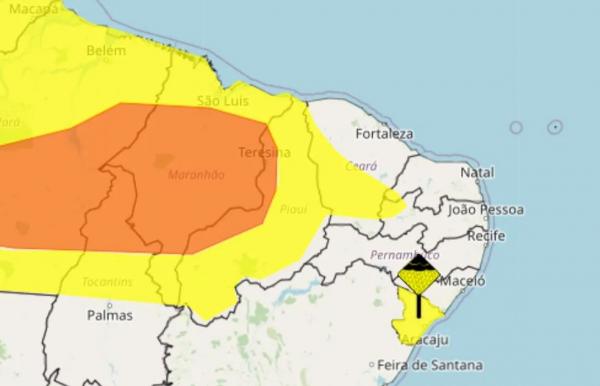  Meteorologia indica risco de temporal para todo o Piau&iacute; nesta quarta-feira (17); veja a previs&atilde;o.(Imagem:Inmet )