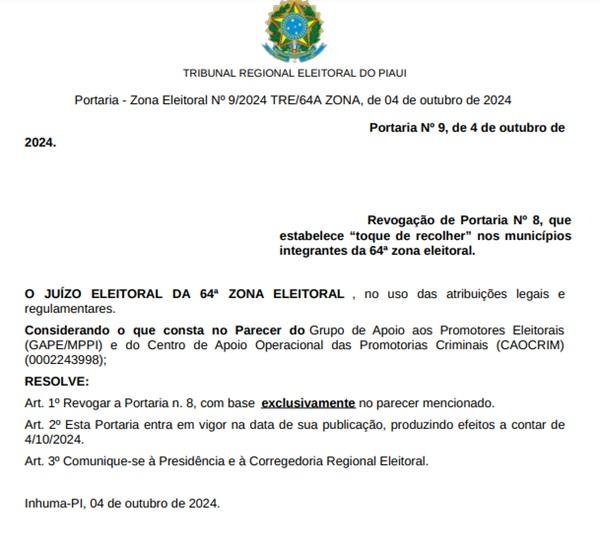 Revoga&ccedil;&atilde;o de toque de recolher (Imagem:Reprodu&ccedil;&atilde;o)