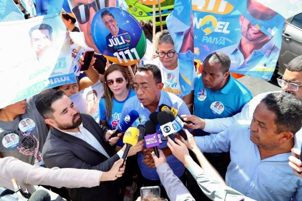 Joel faz caminhada ao lado de Ciro, exp&otilde;e dist&acirc;ncia entre ?estat&iacute;sticas? e realidade e diz que pretende contratar mais 5 mil novos policiais*(Imagem:Ascom )