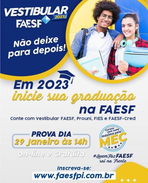 Vestibular da FAESF 2023.1: provas serão aplicadas no próximo domingo (29)