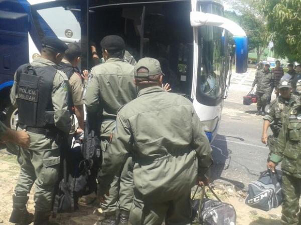 Envio de tropas da Pol&iacute;cia Militar para as elei&ccedil;&otilde;es.(Imagem:Divulga&ccedil;&atilde;o/Pol&iacute;cia Militar)