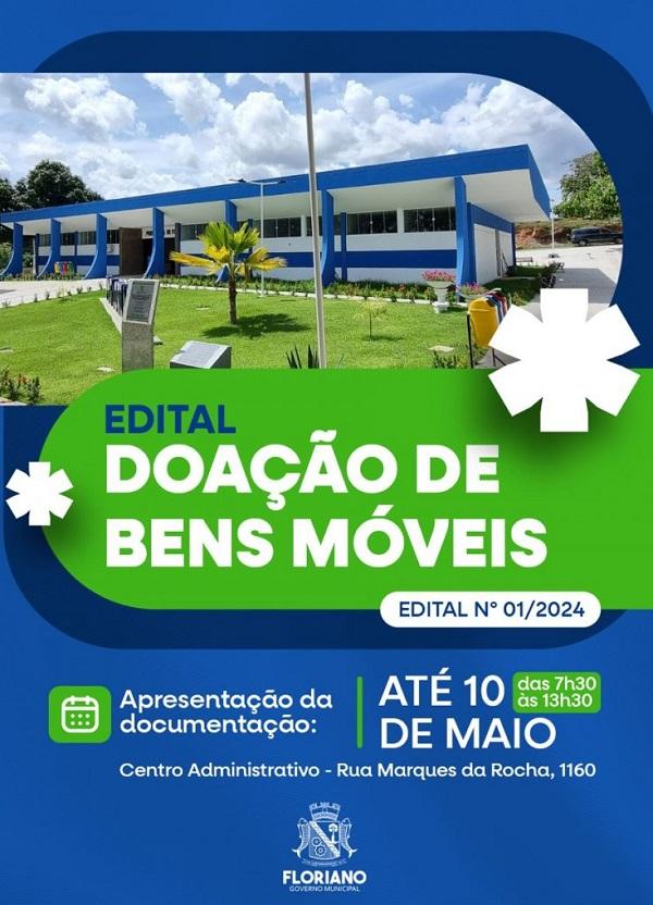 Prefeitura de Floriano lança edital de doação de bens móveis