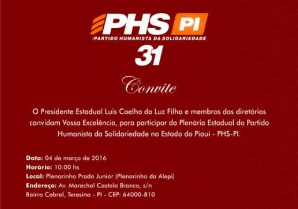 PHS realizar&aacute; Plen&aacute;ria Estadual em Teresina.(Imagem:ASCOM)