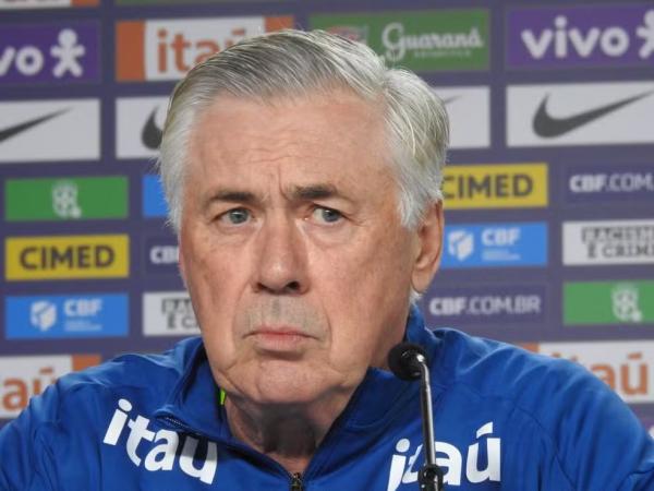 Carlo Ancelotti, t&eacute;cnico da sele&ccedil;&atilde;o brasileira, em entrevista coletiva.(Imagem:Bruno Cassucci)