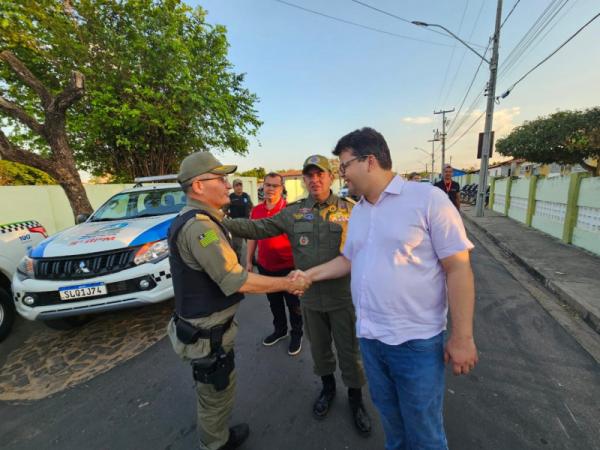 Comandante do 3&ordm;BPM, Tenente-coronel Gilson Leite; Comandante-geral da Pol&iacute;cia Militar, Coronel Scheiwann Lopes e Secret&aacute;rio de Seguran&ccedil;a Chico Lucas.(Imagem:Divulga&ccedil;&atilde;o)