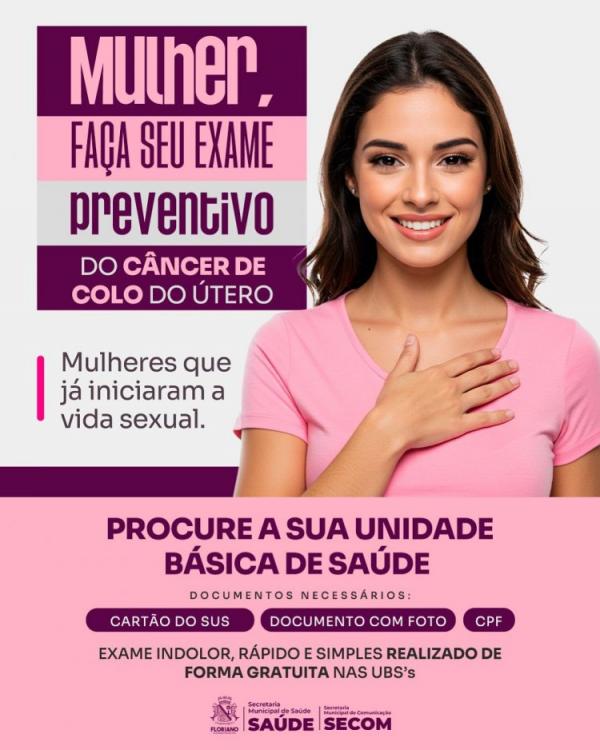 SMS faz chamamento a mulheres para realiza&ccedil;&atilde;o de exame preventivo do c&acirc;ncer de colo do &uacute;tero.(Imagem:Secom)