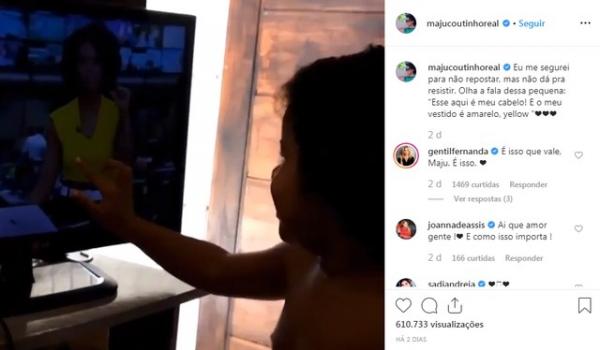 Apresentadora Maju Coutinho compartilhou v&iacute;deo de Maria Alice.(Imagem:Reprodu&ccedil;&atilde;o/Instagram)