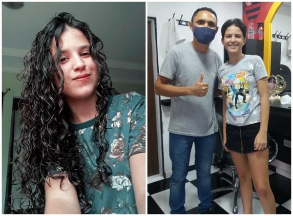 Maria Alice corta o cabelo e doa a pacientes com c&acirc;ncer no Piau&iacute;.(Imagem: Arquivo pessoal)