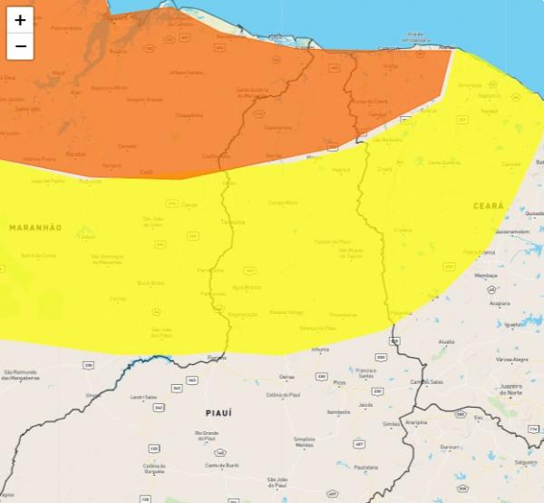 Inmet emite novo alerta de chuvas intensas para 95 municípios piauienses