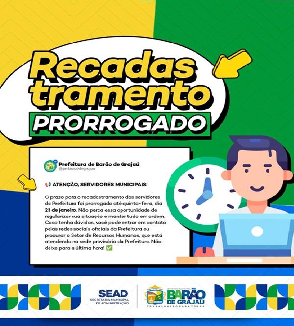 Prefeitura de Barão de Grajaú prorroga prazo para recadastramento de servidores