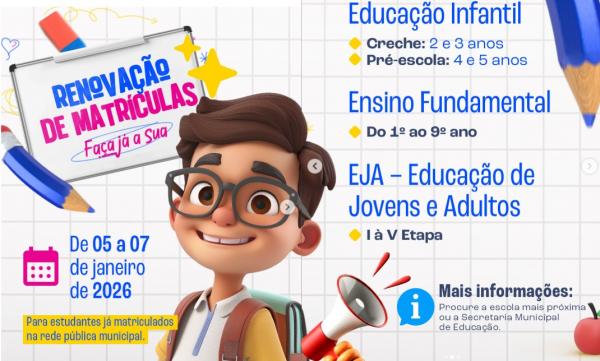 Rede Municipal de Educação de Floriano divulga calendário de matrículas para 2026