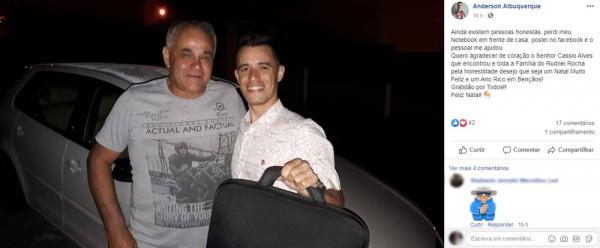 Morador encontra notebook na rua e devolve ao dono na noite de Natal: "Gesto nobre"