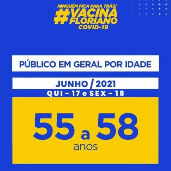 Pessoas com mais de 55 anos serão vacinadas em Floriano a partir desta quinta-feira (17)