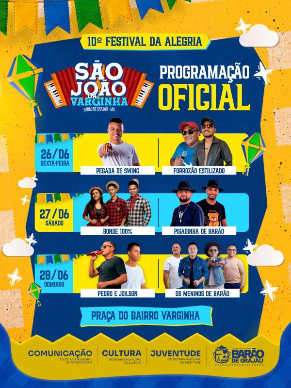 Programação oficial do 10º Festival da Alegria - São João da Varginha é divulgada