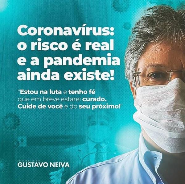 Deputado estadual Gustavo Neiva testa positivo para Covid-19
