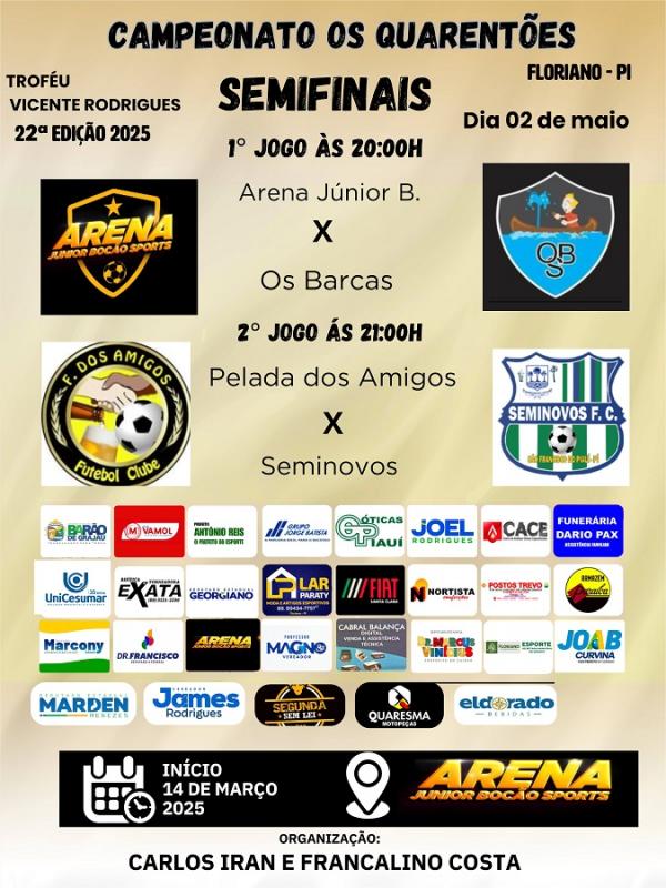 Campeonato Os Quarentões chega às semifinais nesta quinta-feira, 2 de maio