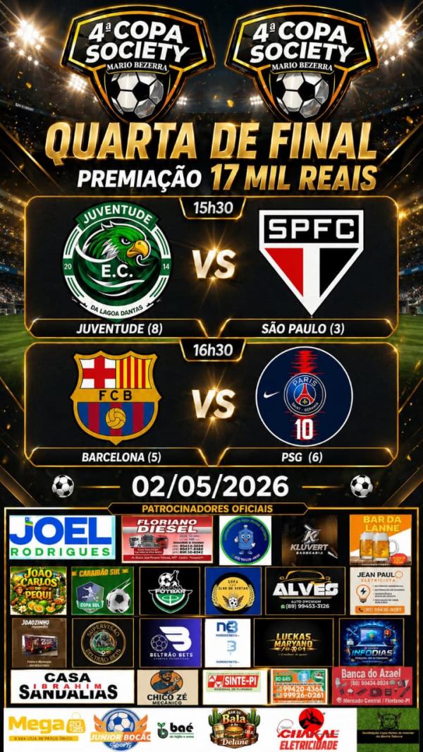4ª Copa Society Mário Bezerra chega às quartas de final com premiação de R$ 17 mil