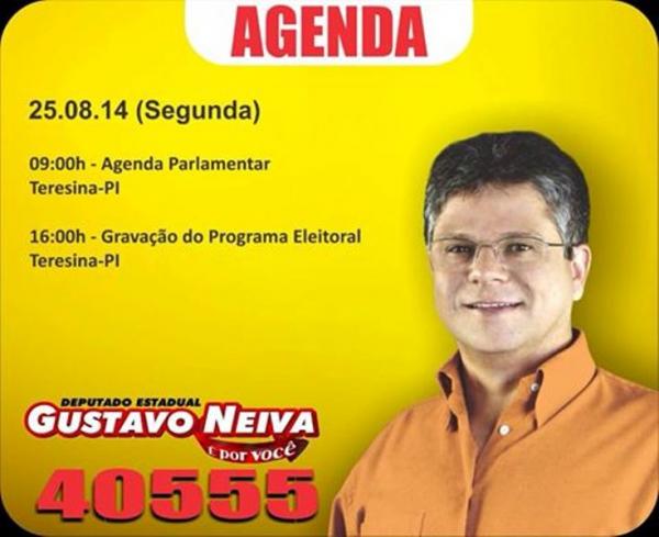 Confira a agenda do candidato Gustavo Neiva para esta segunda (25).(Imagem:Assessoria de Comunica&ccedil;&atilde;o)