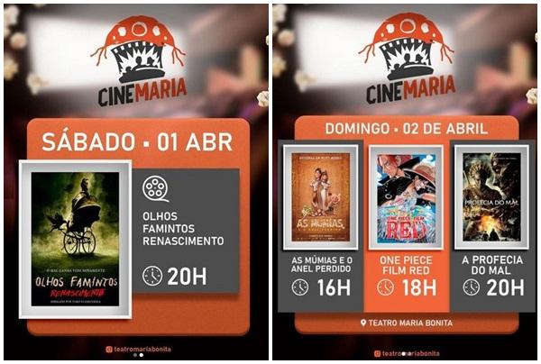 Confira a programação do Cine Maria no Teatro Maria Bonita em Floriano para o fim de semana