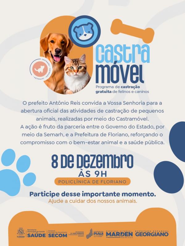 Abertura oficial das atividades de castra&ccedil;&atilde;o pelo Castram&oacute;vel em Floriano(Imagem:Secom)