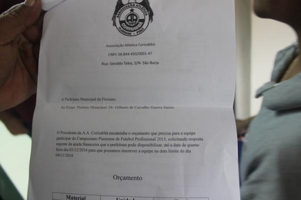Projeto do Cori-Sabb&aacute; encaminho &agrave; prefeitura de Floriano.(Imagem:Wenner Tito)