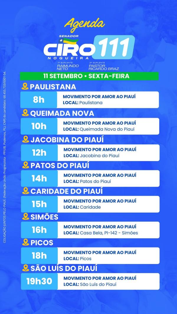 AGENDA - CIRO NOGUEIRA - 11/09