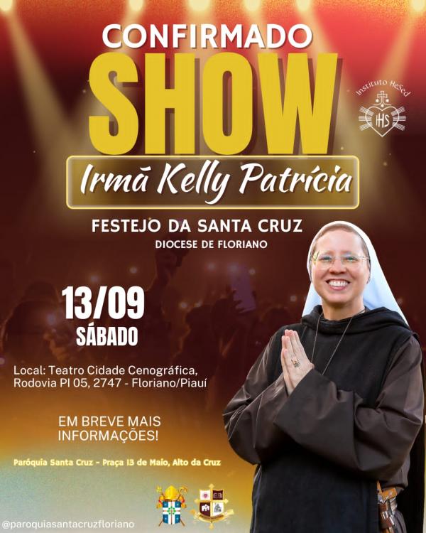 Irm&atilde; Kelly Patr&iacute;cia ser&aacute; atra&ccedil;&atilde;o especial no Festejo da Exalta&ccedil;&atilde;o da Santa Cruz em Floriano.(Imagem:Divulga&ccedil;&atilde;o)