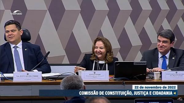 Desembargadora Liana Chaib passa por sabatina do CCJ nesta ter&ccedil;a-feira (22).(Imagem:Reprodu&ccedil;&atilde;o/TV Senado)