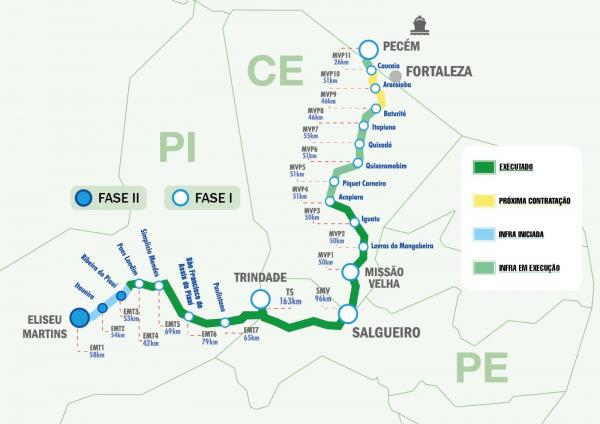 Transnordestina no Piau&iacute; tem 33% da segunda fase conclu&iacute;da e ter&aacute; entrega antecipada.(Imagem:Divulga&ccedil;&atilde;o)