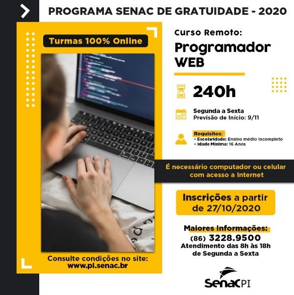 Nova oferta de cursos do Programa Senac Gratuidade(Imagem:Divulga&ccedil;&atilde;o)
