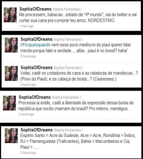 Sophia Fernandes alega liberdade de express&atilde;o para ofender piauienses.(Imagem:Divulga&ccedil;&atilde;o)