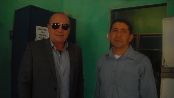 Henrique Rebelo, Secret&aacute;rio de Justi&ccedil;a do Estado do Piau&iacute; e Ten. Alberone Pereira J&uacute;nior, Diretor da penitenci&aacute;ria Gon&ccedil;alo de Castro Lima. (Imagem:FlorianoNews)
