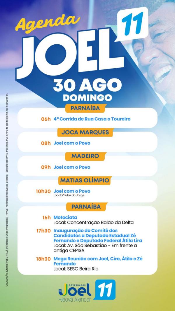 AGENDA - JOEL RODRIGUES - 30/08(Imagem:Ascom)