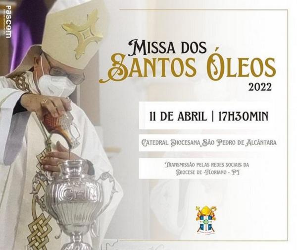 Bispo Dom Edivalter Andrade presidirá Missa dos Santos Óleos no dia 11 de abril em Floriano