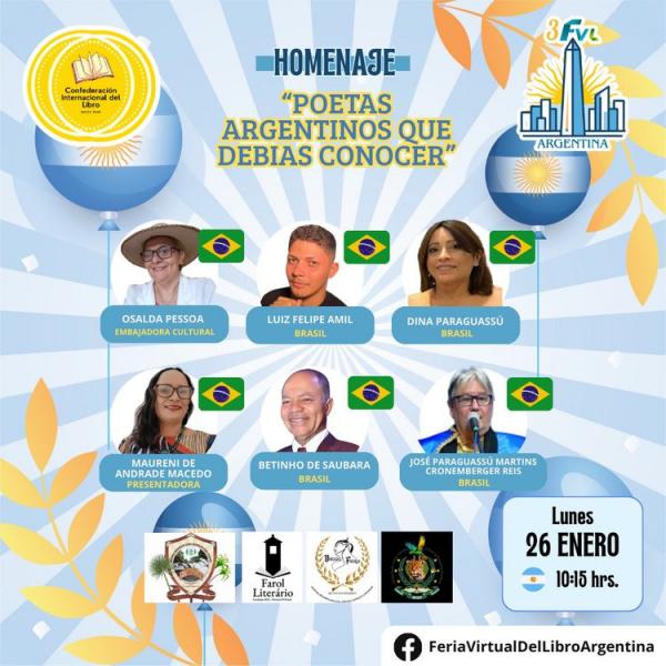 José Paraguassú participa da 3ª Feira Virtual do Livro na Argentina