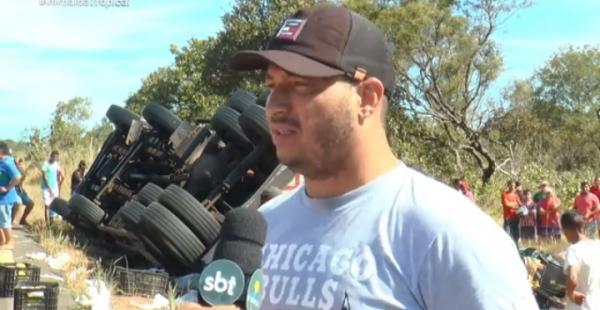 Maicon Douglas, motorista do caminh&atilde;o(Imagem:Reprodu&ccedil;&atilde;o/TV Tropical)