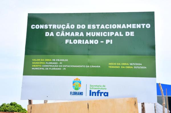 Câmara de Floriano recebe carta branca do TCE-PI para concluir obra do estacionamento.(Imagem:CMF)