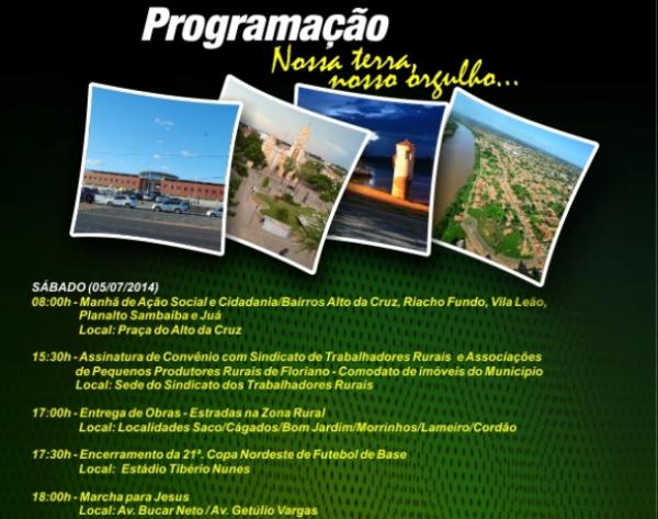 Prefeitura lan&ccedil;a programa&ccedil;&atilde;o para comemorar o anivers&aacute;rio de Floriano.(Imagem:Secom)